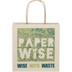 Sac en papier fabriqué à partir d déchets agricoles 150 g/m2 avec poignées torsadées, 24 x 9 x 24 cm – Image 2