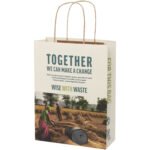 Sac en papier fabriqué à partir de déchets agricoles 150 g/m2 avec poignées torsadées, 24 x 9 x 32 cm