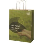 Sac en papier fabriqué à partir de déchets agricoles 150 g/m2 avec poignées torsadées, 31 x 12 x 41 cm