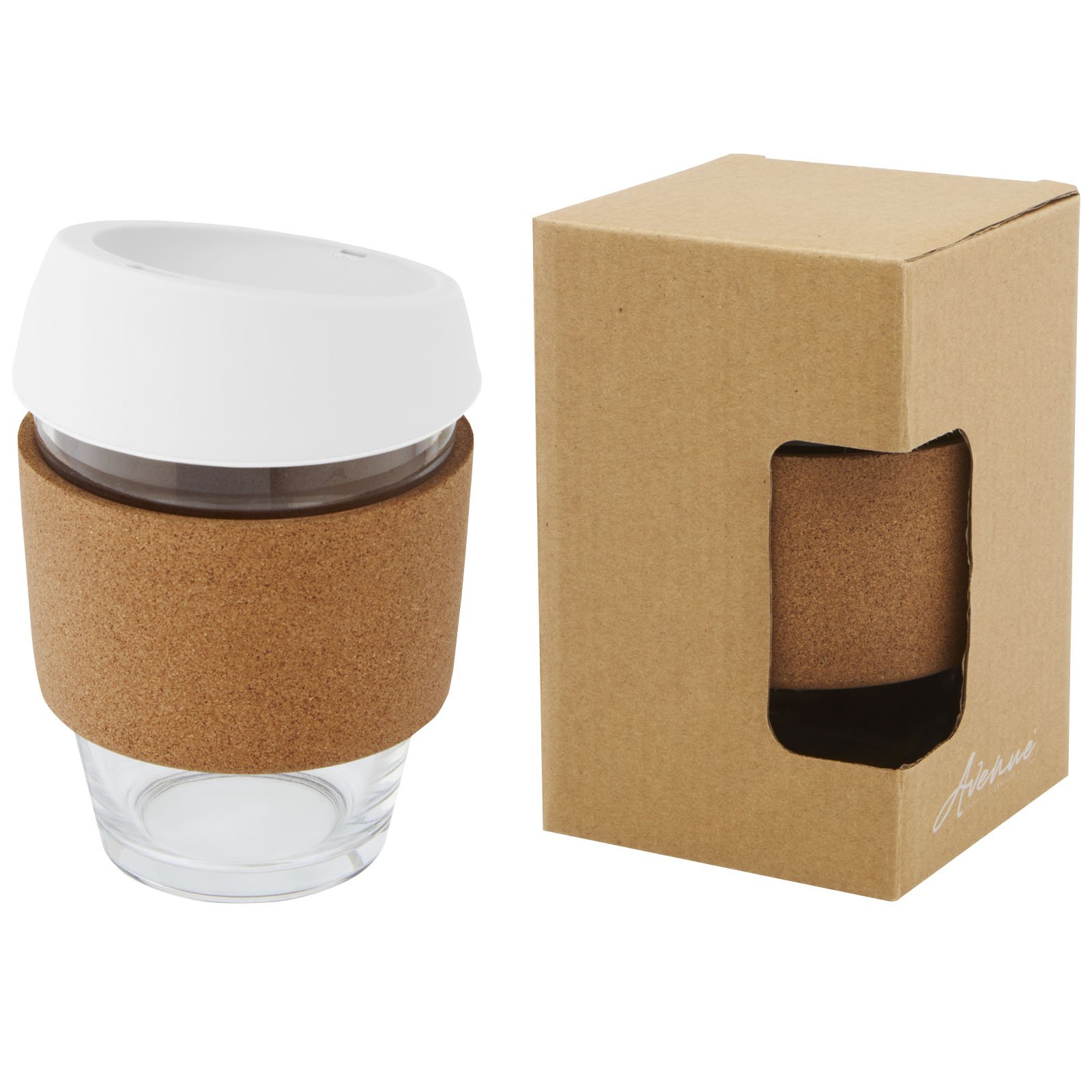 10066501-1 Gobelet Lidan de 360 ml en verre borosilicate avec grip en liège et couvercle en silicone – Image 1