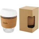 Gobelet Lidan de 360 ml en verre borosilicate avec grip en liège et couvercle en silicone – Image 5