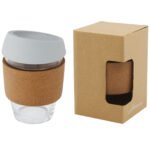 Gobelet Lidan de 360 ml en verre borosilicate avec grip en liège et couvercle en silicone – Image 11