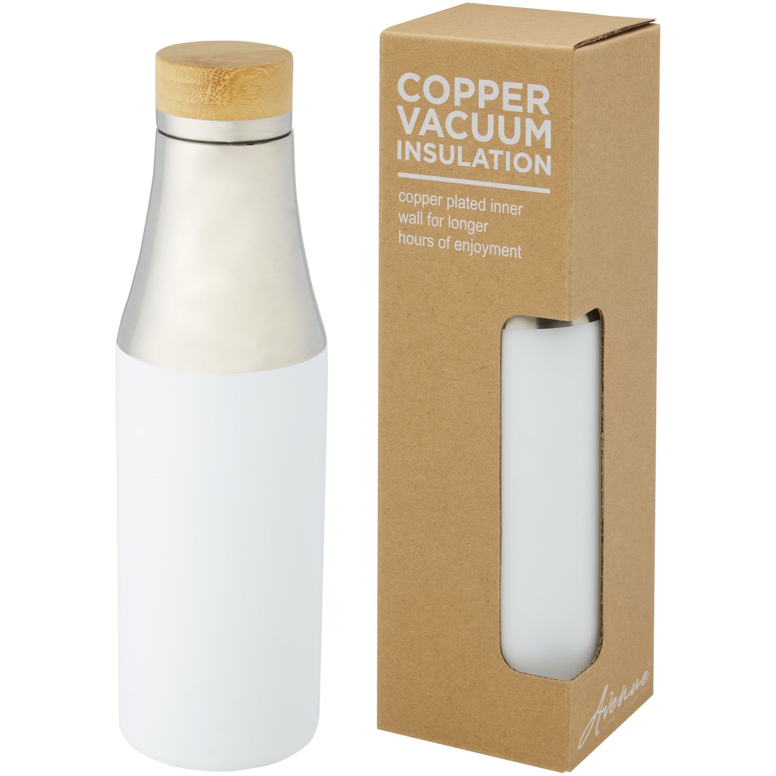 10066701-1 Bouteille Hulan de 540 ml en acier inoxydable avec cuivre et isolation par le vide avec couvercle en bambou – Image 1