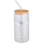 Pot de 500 ml en verre borosilicate Mirage simple paroi avec couvercle en bambou