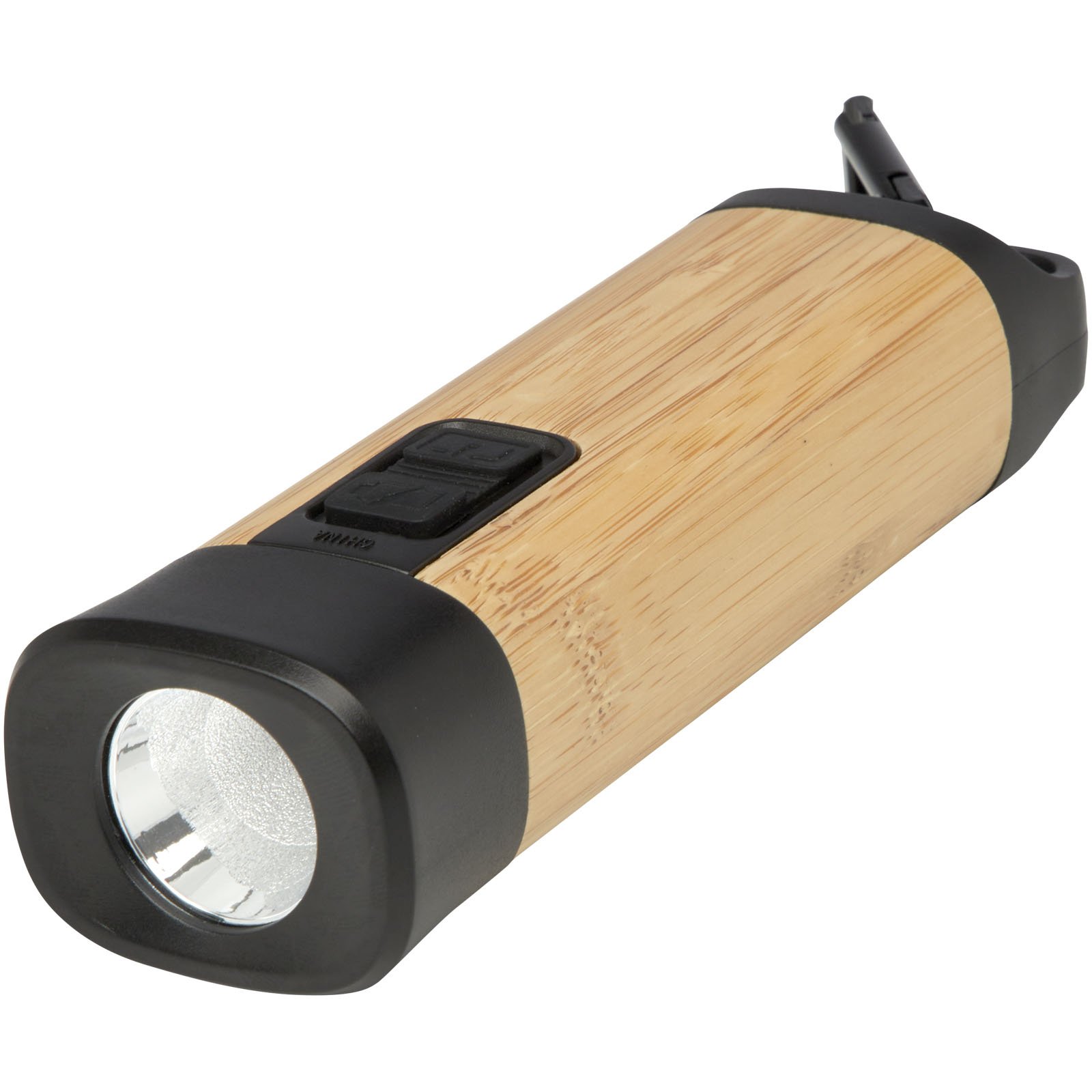 10457006-1 Torche en plastique recyclé avec mousqueton Kuma en bambou/RCS – Image 1