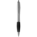 Stylo bille avec corps argenté et grip coloré Nash (encre bleue) – Image 2