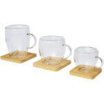 Tasse Manti 2 pièces en verre à double paroi de 100 ml avec sous-verre en bambou – Image 8