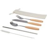 Ensemble de couverts Root 5 pièces en acier inoxydable et bois de hêtre – Image 6