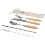 Ensemble de couverts Root 5 pièces en acier inoxydable et bois de hêtre – Image 3