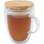 Tasse en verre Leona de 350 ml avec couvercle en bambou – Image 6