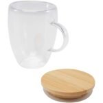 Tasse en verre Leona de 350 ml avec couvercle en bambou – Image 5