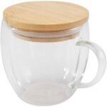 Tasse en verre Lenora de 250 ml avec couvercle en bambou – Image 4