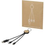 Câble de recharge Tecta 6-en-1 en plastique recyclé/bambou avec porte-clés – Image 6