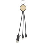 Câble de recharge Tecta 6-en-1 en plastique recyclé/bambou avec porte-clés – Image 2