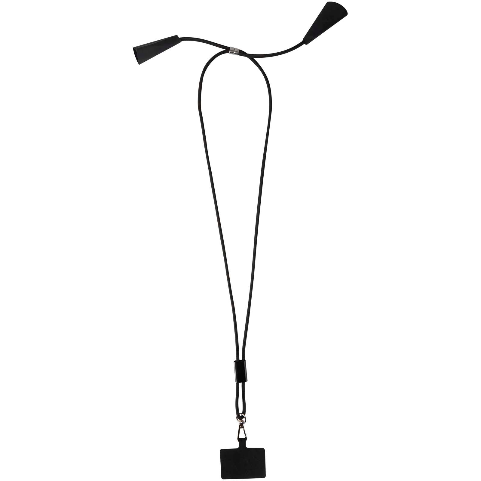 12445390-1 Tour de cou Funi pour smartphone en plastique recyclé avec synchronisation des données intégrée et câble 5 en 1 pour charge rapide de 100 W – Image 1