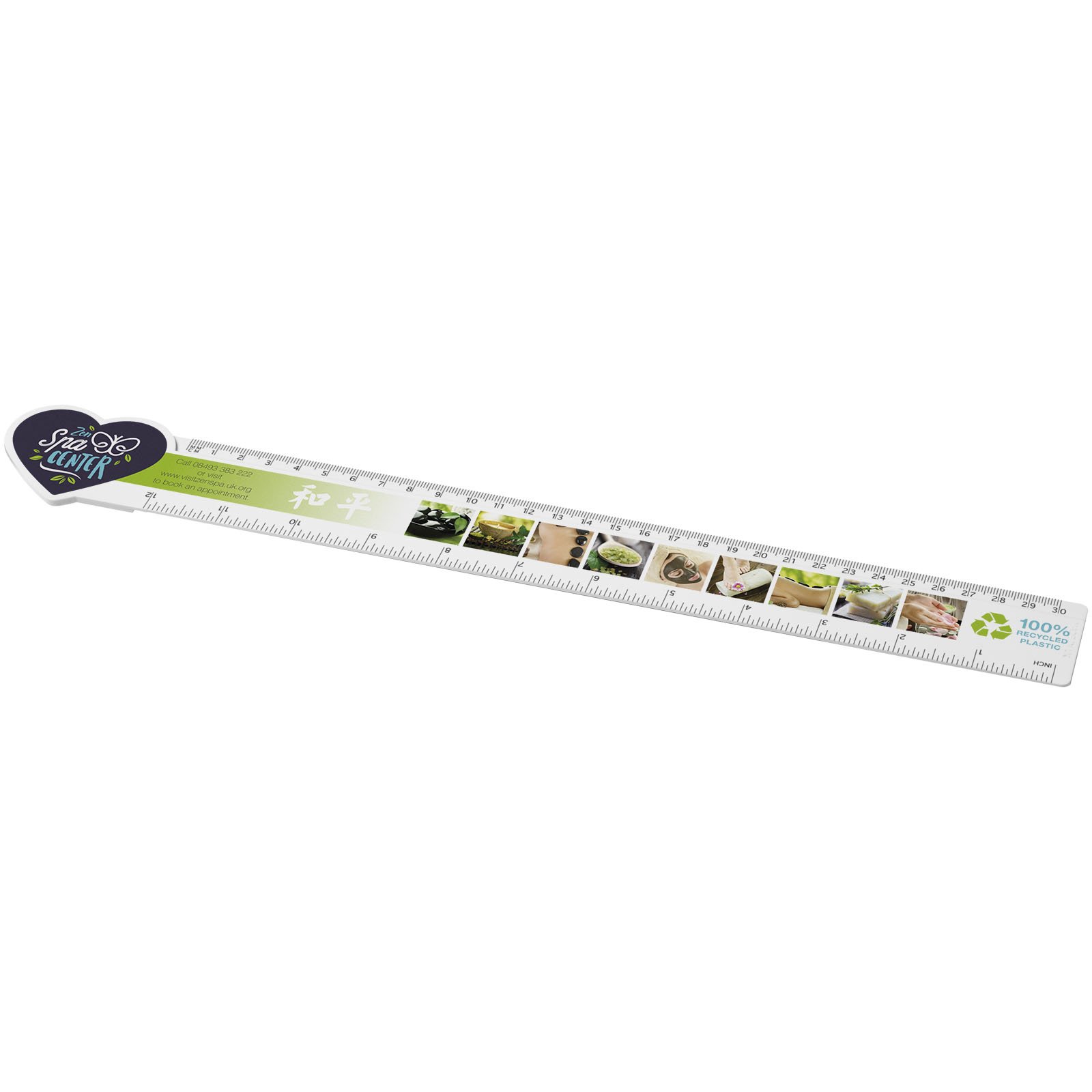 21046601-1 Règle Tait de 30 cm en plastique recyclé en forme de cœur – Image 1