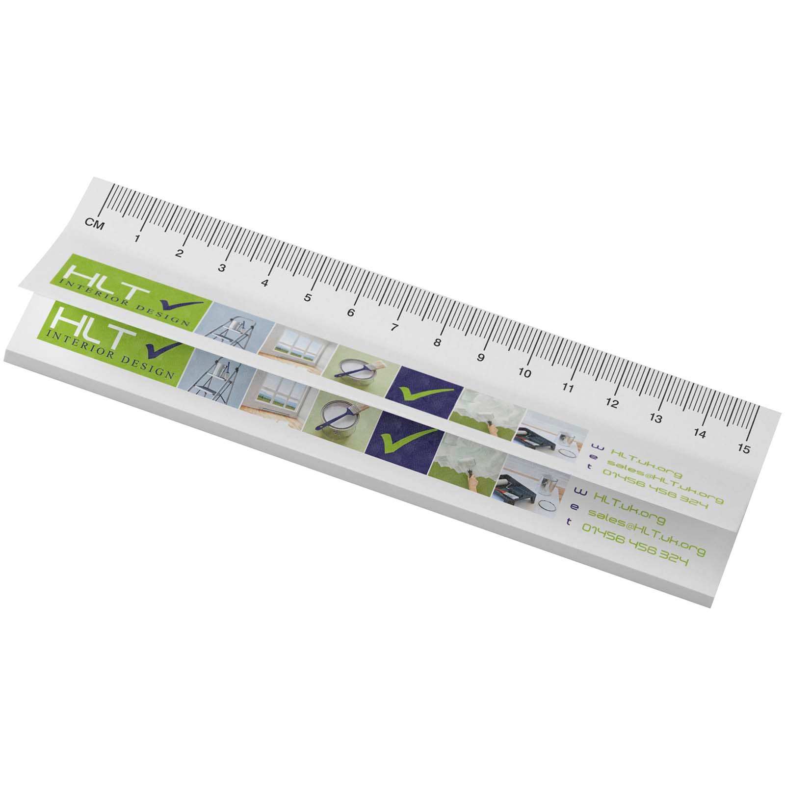 21261011-1 Notes autocollantes recyclées Sticky-Mate® avec règle imprimée 15 cms – Image 1